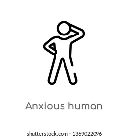 anxious human vector line icon. Simple element illustration. anxious human outline icon from feelings concept. Can be used for web and mobile