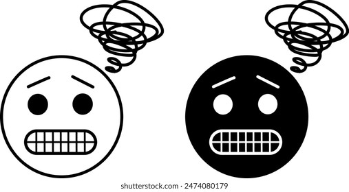 Anxious icons. Black and White Vector Icons. Person with Anxious Emotions. Mental disorder, Mental Health. Mood Concept