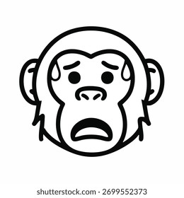 Emoji de macaco ansioso com gotas de suor mostrando preocupação e nervosismo em um gráfico mínimo