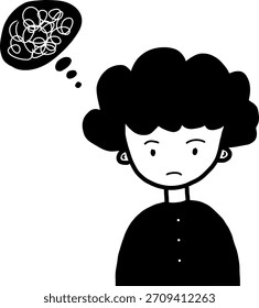 Ansioso Pensamiento Excesivo Icono Humano Mínimo EPS Vector	

