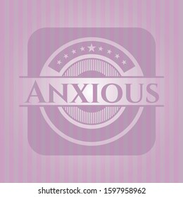 Anxious realistic pink emblem. Vector Illustration. Detailed.