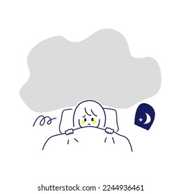 Anxious and sleepless young girl.