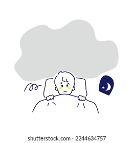 Anxious and sleepless young man.