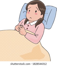 Anxious woman sleeping in bed