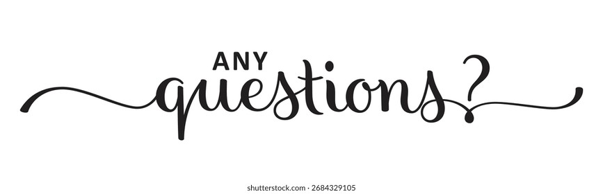 ANY QUESTIONS? black vector brush calligraphy banner