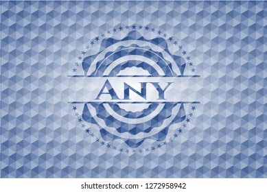 Any blue badge with geometric pattern background.