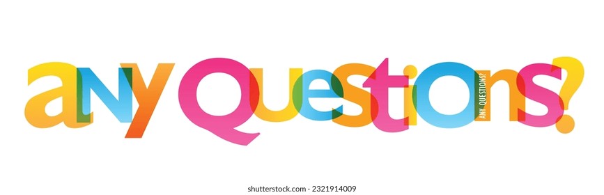 ANY QUESTIONS? colorful vector typography banner