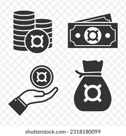 any currency symbol icons set money icon vector image on transparent background (PNG). svg