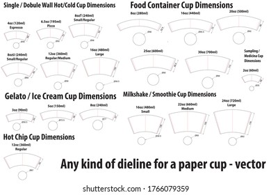 Any kind of dieline - diecut for a paper cup template - vector