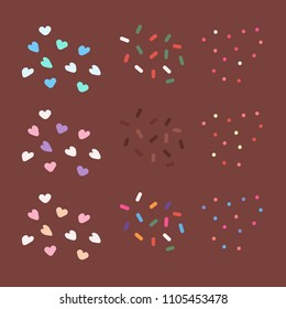 any shape of rainbow sprinkles Heart Long Spherical