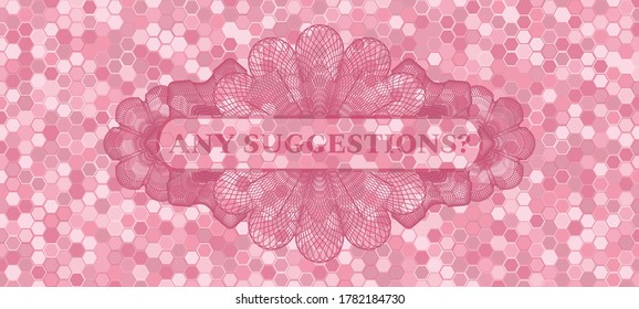 ¿Alguna sugerencia? texto dentro del patrón de mosaico de mosaico de mosaico rosa lineal, insignia realista. Fondo clásico hexágono geométrico. Ilustración vectorial. 