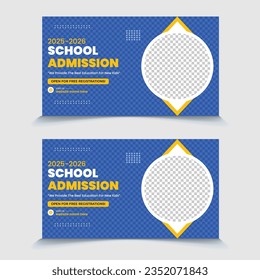 Any video can have an editable thumbnail. Web banner design with video thumbnails that are editable for kids' school entrance. Fully customizable thumbnail for a video cover photo