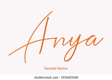 Anya Female name - in Stylish Lettering Cursive Typography Text svg