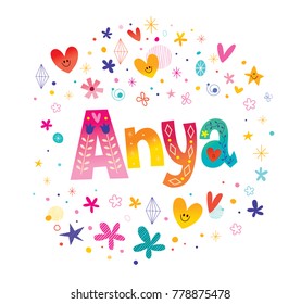 Anya feminine given name decorative lettering type design svg