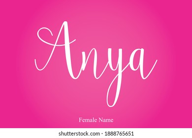 Anya-Female Name Calligraphy White Color Text On Pink Gradient Background  svg
