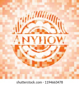 Anyhow abstract emblem, orange mosaic background