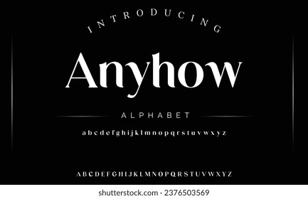 Anyhow Elegant luxury abstract wedding fashion logo font alphabet. Minimal classic  urban fonts for logo, brand etc. Typography typeface uppercase lowercase and number. vector illustration