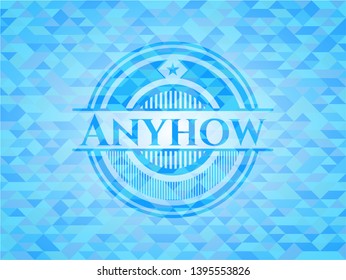 Anyhow realistic sky blue emblem. Mosaic background