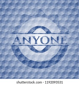 Anyone blue badge with geometric pattern background.