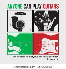 ANYONE CAN PLAY GUITARS,T-SHIRT GRAPHIC VECTOR
