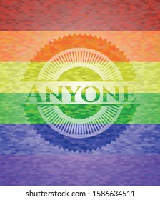 Anyone emblem on mosaic background with the colors of the LGBT flag