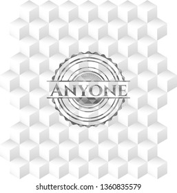 Anyone grey badge with geometric cube white background