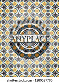 Anyplace arabesque style badge. arabic decoration.