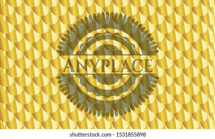 Anyplace gold badge. Scales pattern. Vector Illustration. Detailed.