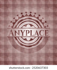 Anyplace red seamless geometric badge. 