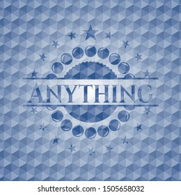 Anything blue badge with geometric pattern background. Vector Illustration. Detailed.
