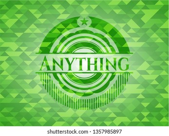 Anything green emblem with triangle mosaic background