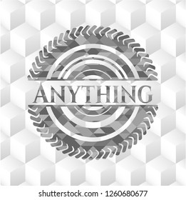 Anything retro style grey emblem with geometric cube white background