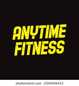 Anytime Fitness text on black background.