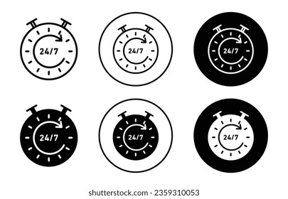 Anytime open icon. 247 online call support for business symbol. Twenty four by seven digital help service vector.  24 by 7 customer contact for assistance sign.