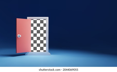 Anywhere door on empty room, entrance door to solve problems the key of business, eps 10 vector.