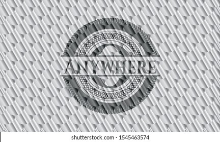 Anywhere silver color emblem or badge. Scales pattern. Vector Illustration. Detailed.