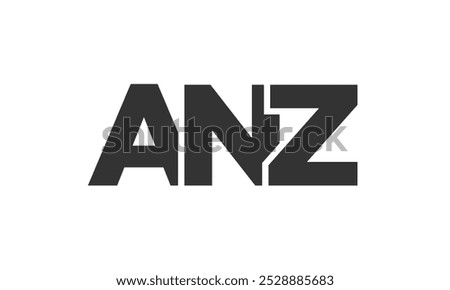 ANZ logo design template with strong and modern bold text. Initial based vector logotype featuring simple and minimal typography. Trendy company identity ideal for businesses brand presence.