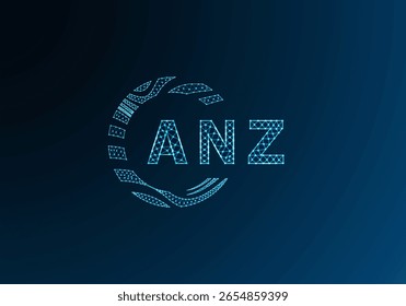 Diseño de Vector de logotipo de letra poli baja ANZ. Diseño de logotipo de poliéster inferior ANZ. Diseño único del logotipo de baja poli ANZ.