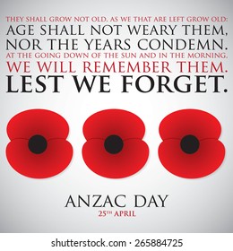 ANZAC (Australia New Zealand Army Corps) Day card in vector format.