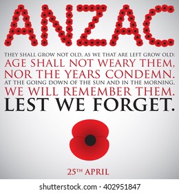 ANZAC (Australia New Zealand Army Corps) Day card in vector format.