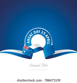 Anzac Day 25 April Australia flag ribbon color label logo icon