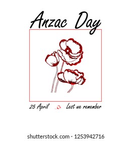 Anzac day 25th of April remembrance on pink and red background