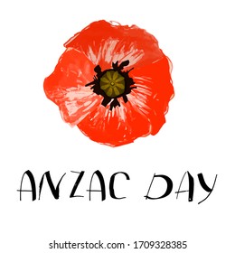 Anzac day background with red abstract poppies. Red poppies Isolated on white background. Remembrance Day vector illustration. Design element for poster, banner, web design