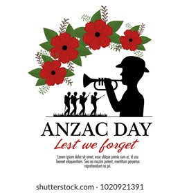 anzac day background with soldiers blowing trumpet 