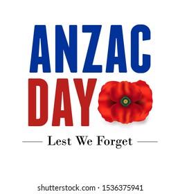 Anzac Day Banner with poppy flower, Vector