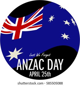 ANZAC day banner or poster featuring a  waving Australian flag.