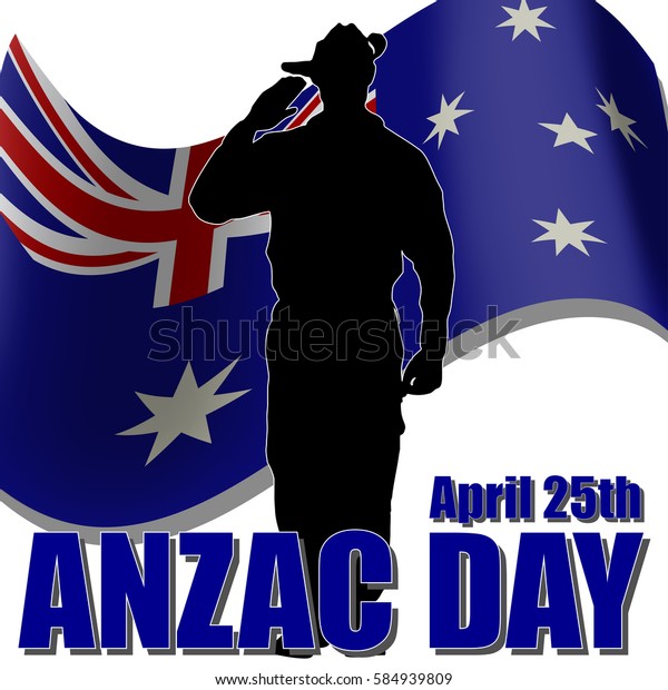 Anzac Day Banner Poster Featuring Waving Stock Vector (Royalty Free ...