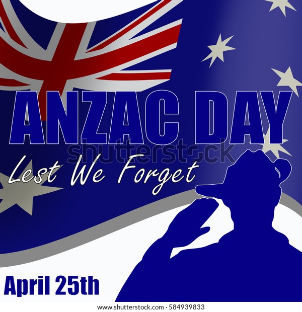 Anzac Day Banner Poster Featuring Waving Stock Vector (Royalty Free ...