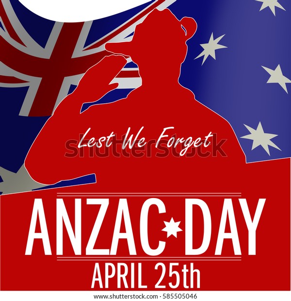 Anzac Day Banner Poster Featuring Waving Stock Vector (Royalty Free ...