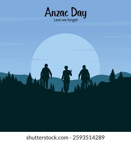 Anzac day with beauty landscape. Remembrance day symbol. Lest we forget. Anzac day background with soldier.